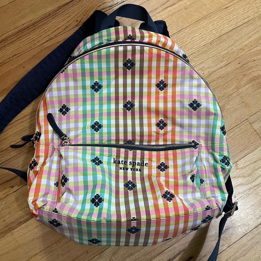 Kate Spade Bella Plaid City Backpack- EUC